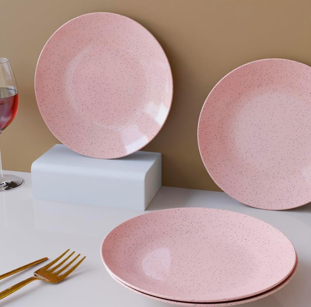 pink ceramic plates set of 4