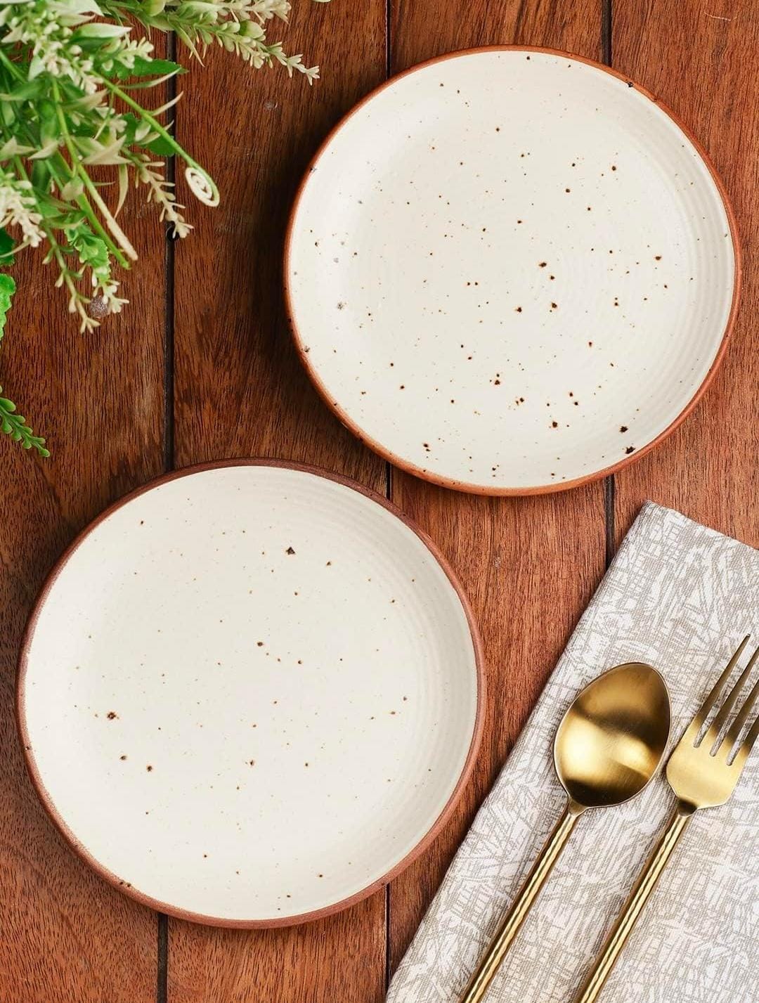 ceramic white plates set of 2